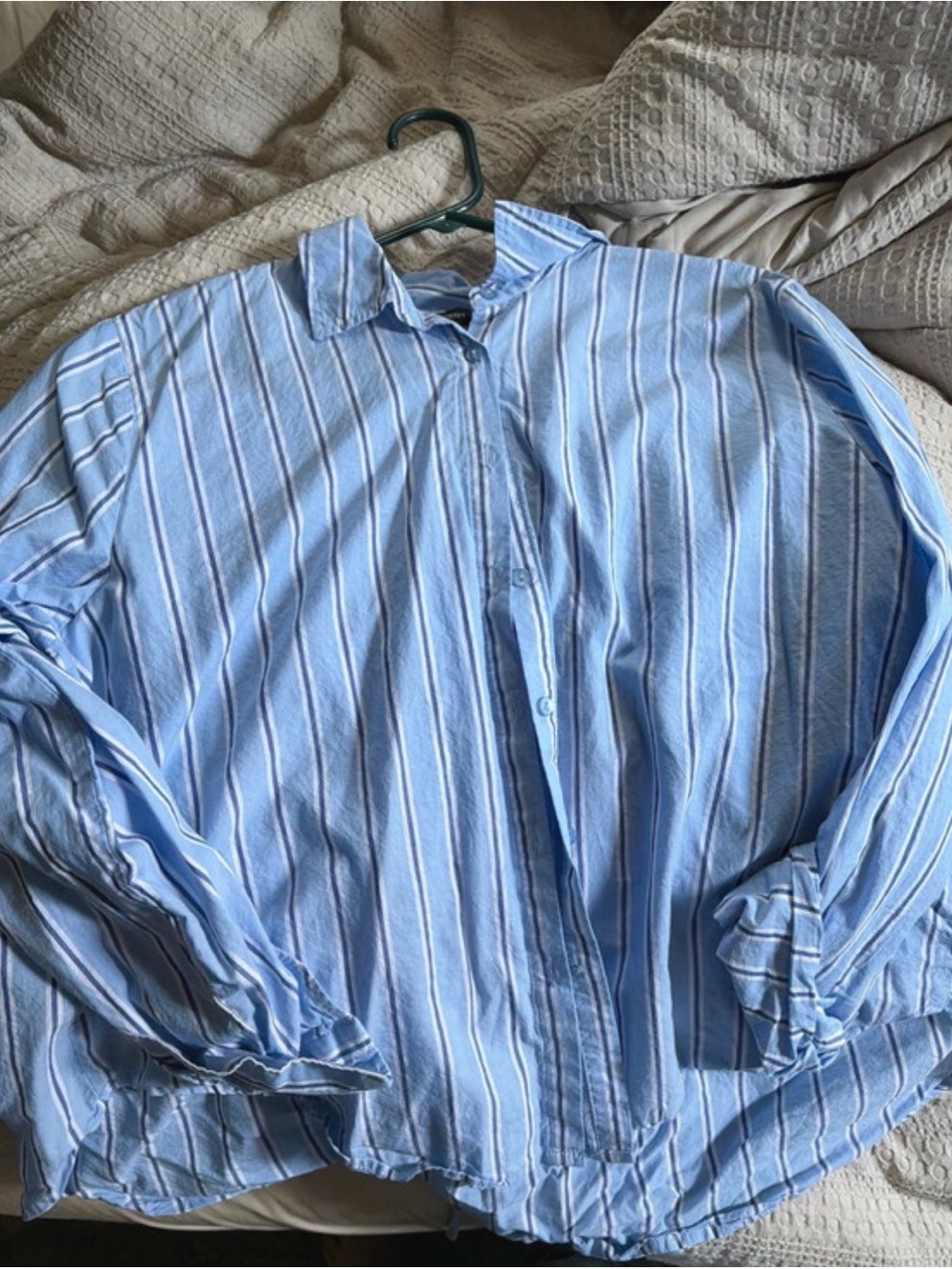 Light Blue Striped Women’s Button-Up Shirt